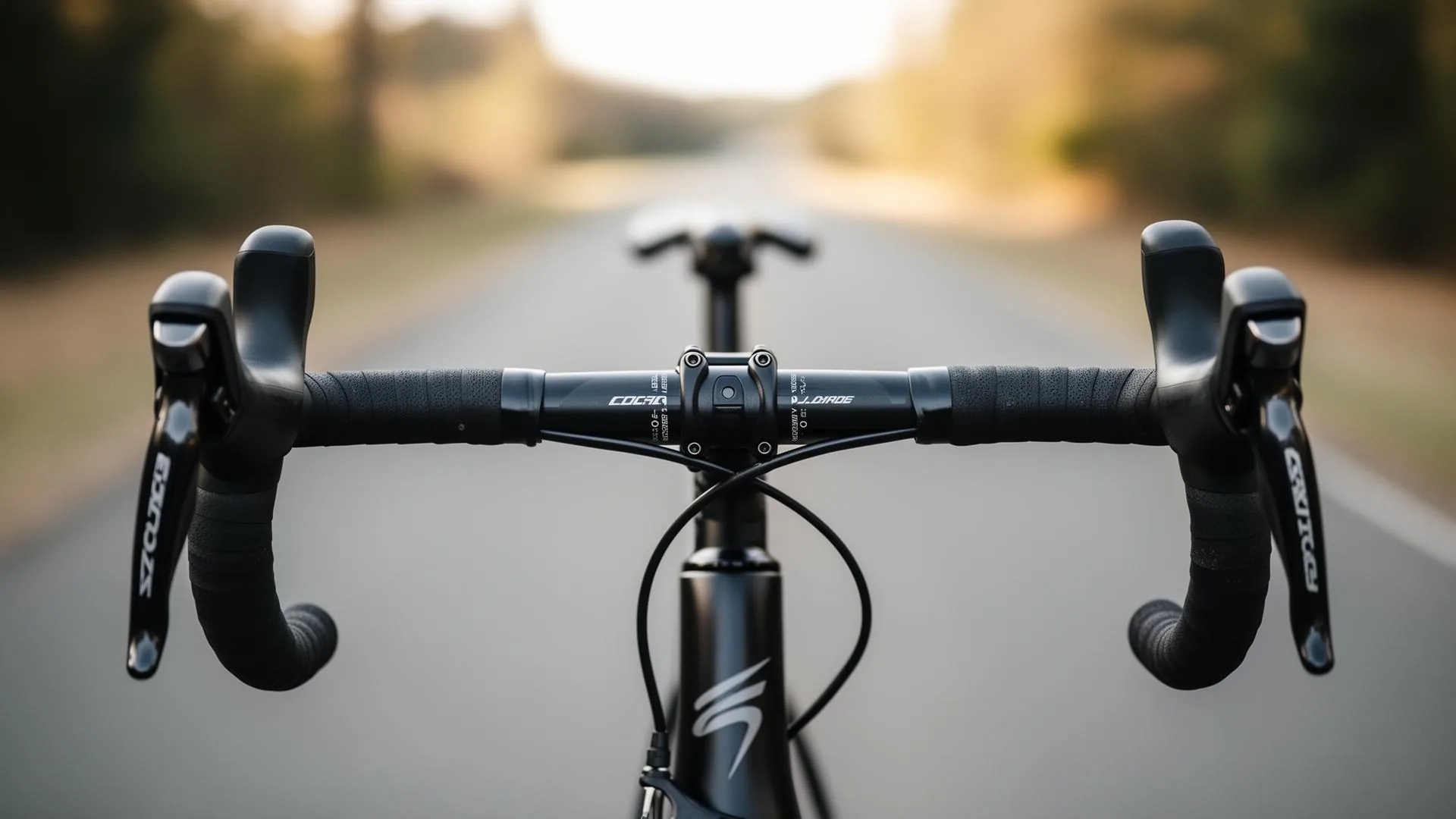 Cyklist med händerna på styret, översikt om styrbredd på en racercykel